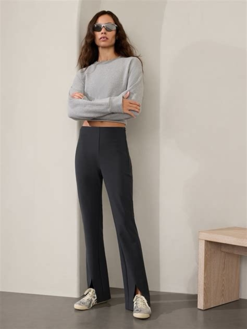 Athleta Split-Hem Pants in Dark Grey, size 6